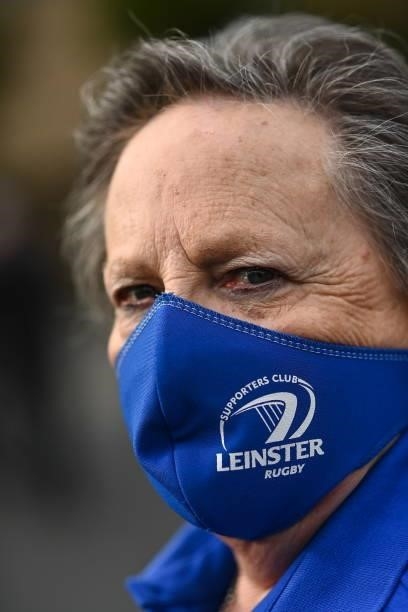 Dublin , Ireland - 25 September 2021; Leinster fan club mask prior to the United Rugby Championship match between Leinster and Vodacom Bulls at Aviva...