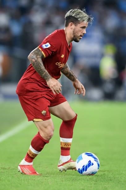 Carles Perez of AS Roma uring the Serie A match between SS Lazio and AS Roma at Stadio Olimpico, Rome, Italy on 26 September 2021.