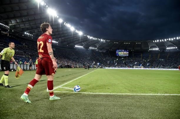 Nicolo' Zaniolo of AS Roma during the Serie A match between SS Lazio and AS Roma at Stadio Olimpico, Rome, Italy on 26 September 2021.