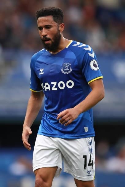 Andros Townsend of Everton during the Premier League match between Everton and Norwich City at Goodison Park on September 25, 2021 in Liverpool,...