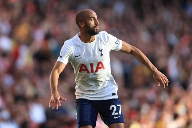 Lucas Moura of Tottenham Hotspur during the Premier League match between Arsenal and Tottenham Hotspur at Emirates Stadium on September 26, 2021 in...