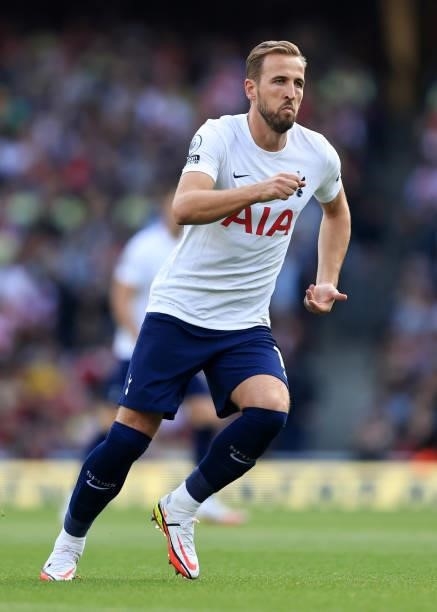 Harry Kane of Tottenham Hotspur during the Premier League match between Arsenal and Tottenham Hotspur at Emirates Stadium on September 26, 2021 in...