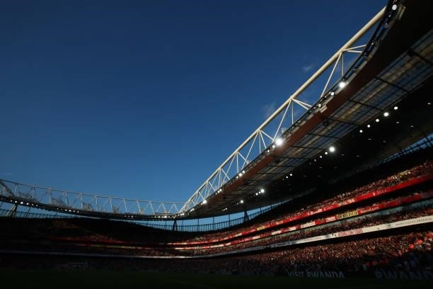 General view of Emirates Stadium in the late afternoon sunshine during the Premier League match between Arsenal and Tottenham Hotspur at Emirates...