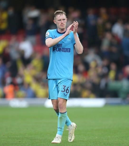 Newcastle United's Sean Longstaff during the Premier League match between Watford and Newcastle United at Vicarage Road on September 25, 2021 in...