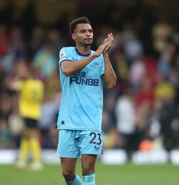 Newcastle United's Jacob Murphy during the Premier League match between Watford and Newcastle United at Vicarage Road on September 25, 2021 in...