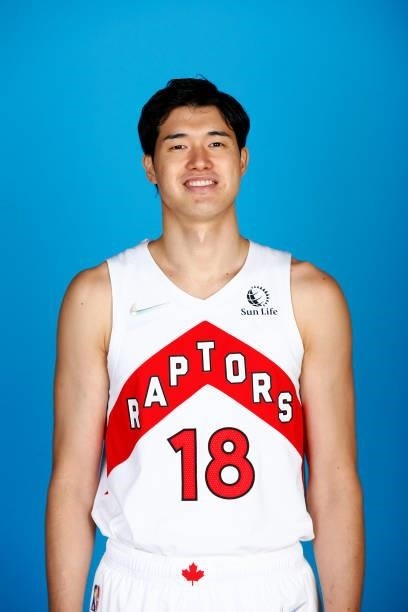 Yuta Watanabe of the Toronto Raptors poses for a head shot during NBA Media Day on September 27, 2020 at the Scotiabank Arena in Toronto, Ontario,...