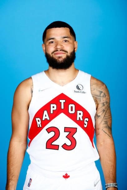 Fred VanVleet of the Toronto Raptors poses for a head shot during NBA Media Day on September 27, 2020 at the Scotiabank Arena in Toronto, Ontario,...