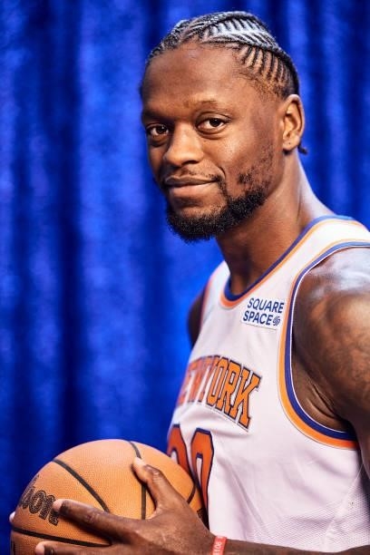 Julius Randle of the New York Knicks poses for a portrait during NBA media day on September 27, 2021 at the Madison Square Garden Training Center in...