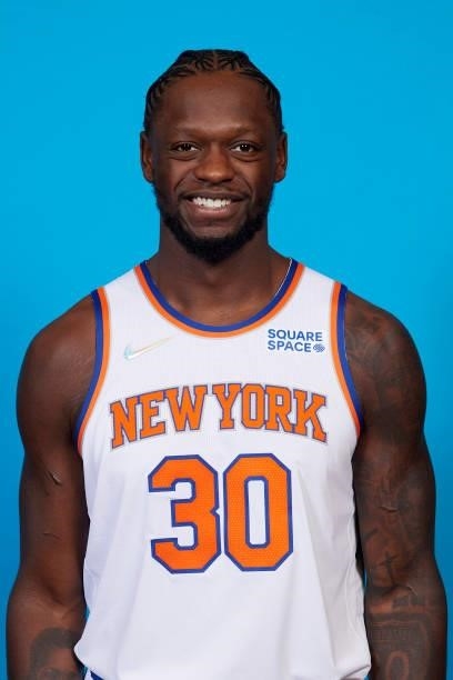 Julius Randle of the New York Knicks poses for a head shot during NBA media day on September 27, 2021 at the Madison Square Garden Training Center in...