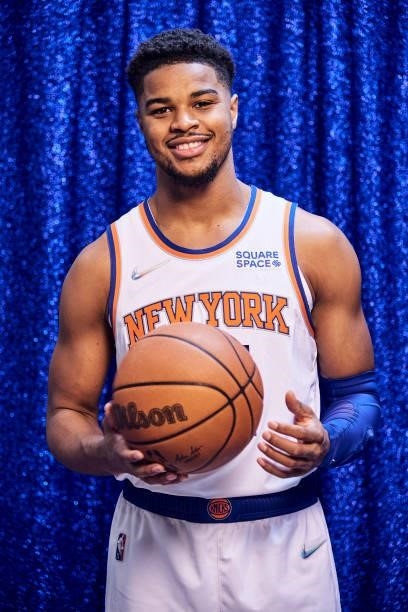 Walker of the New York Knicks poses for a portrait during NBA media day on September 27, 2021 at the Madison Square Garden Training Center in...