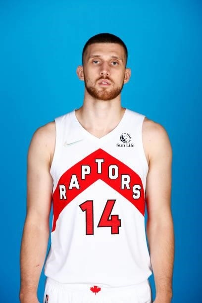 Svi Mykhailiuk of the Toronto Raptors poses for a head shot during NBA Media Day on September 27, 2020 at the Scotiabank Arena in Toronto, Ontario,...