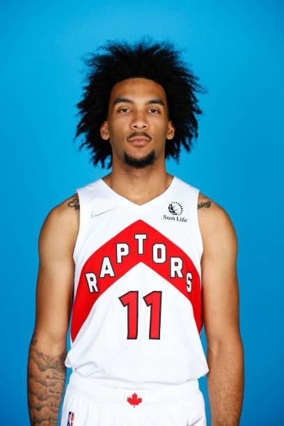 Justin Champagnie of the Toronto Raptors poses for a head shot during NBA Media Day on September 27, 2020 at the Scotiabank Arena in Toronto,...