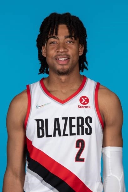 Trendon Watford of the Portland Trail Blazers poses for a head shot during NBA media day on September 27, 2021 at the MODA Center in Portland,...