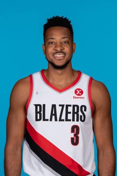 McCollum of the Portland Trail Blazers poses for a head shot during NBA media day on September 27, 2021 at the MODA Center in Portland, Oregon. NOTE...