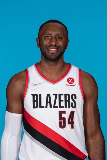 Patrick Patterson of the Portland Trail Blazers poses for a head shot during NBA media day on September 27, 2021 at the MODA Center in Portland,...