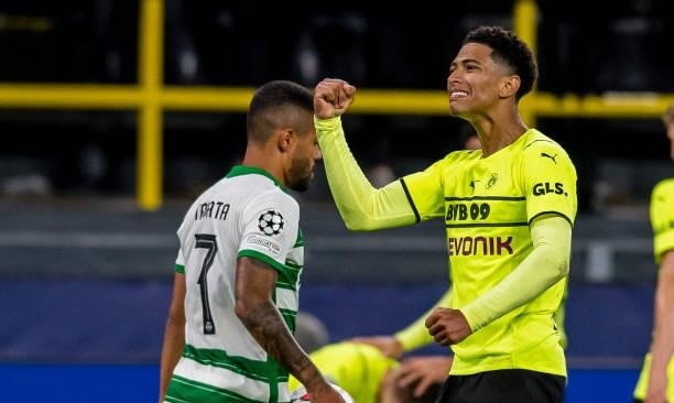 Jude Bellingham of Borussia Dortmund after the final whistle during the Champions League Group C match between Borussia Dortmund and Sporting...