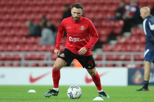 Corry Evans of Sunderland warms up during the Sky Bet League 1 match between Sunderland and Cheltenham Town at the Stadium Of Light, Sunderland on...