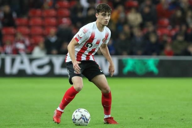 Niall Huggins of Sunderland in action during the Sky Bet League 1 match between Sunderland and Cheltenham Town at the Stadium Of Light, Sunderland on...