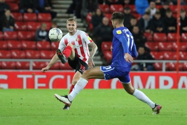 Carl Winchester of Sunderland in action during the Sky Bet League 1 match between Sunderland and Cheltenham Town at the Stadium Of Light, Sunderland...