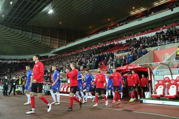 Plaeyrs emerge from the tunnel during the Sky Bet League 1 match between Sunderland and Cheltenham Town at the Stadium Of Light, Sunderland on...