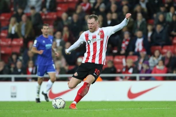 Aiden O'Brien of Sunderland in action during the Sky Bet League 1 match between Sunderland and Cheltenham Town at the Stadium Of Light, Sunderland on...