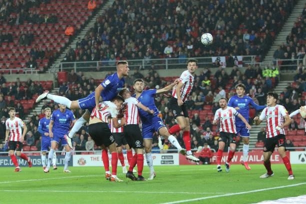 During the Sky Bet League 1 match between Sunderland and Cheltenham Town at the Stadium Of Light, Sunderland on Tuesday 28th September 2021.