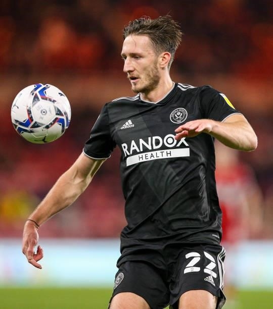 Sheffield United's Ben Davies during the Sky Bet Championship match between Middlesbrough and Sheffield United at Riverside Stadium on September 28,...