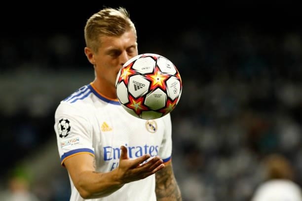 Toni Kroos of Real Madrid during the UEFA Champions League match between Real Madrid and Sheriff Tiraspol Munich at Estadio Santiago Bernabeu in...
