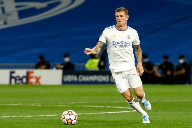 Toni Kroos of Real Madrid during the UEFA Champions League match between Real Madrid and Sheriff Tiraspol Munich at Estadio Santiago Bernabeu in...