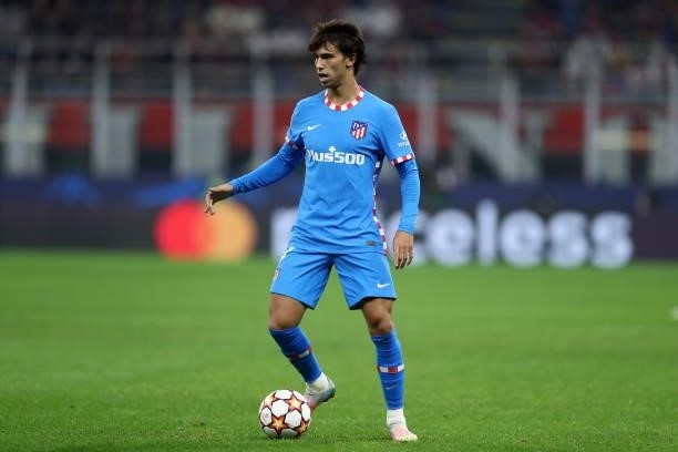 Joao Felix of Atletico Madrid controls the ball during the UEFA Champions League Group B match between AC Milan and Atletico Madrid at Giuseppe...
