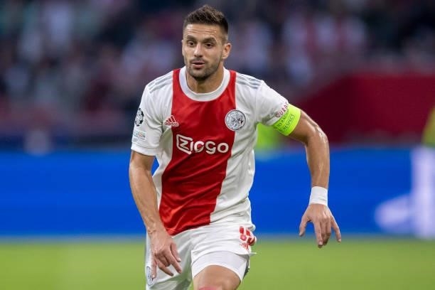 Dusan Tadic of AFC Ajax looks on during the UEFA Champions League group C match between AFC Ajax and Besiktas at Johan Cruijff Arena on September 28,...