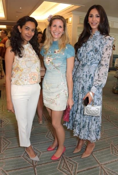 Nada Lang, Rubia Link and Sheikha Raya Al Khalifa attend the 7th annual Lady Garden Foundation lunch at Fortnum & Mason on September 28, 2021 in...