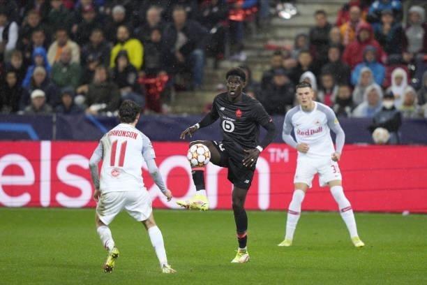 Amadou Onana of Lille during the UEFA Champions League group G match between FC Red Bull Salzburg and Lille OSC at Red Bull Arena on September 29,...