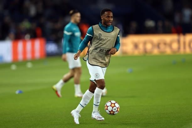 Raheem Sterling of Manchester City during the UEFA Champions League group A match between Paris Saint-Germain and Manchester City at Parc des Princes...