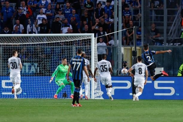 Rafael Toloi scores the opener. VAR denies it due to offside during the UEFA Champions League football match Atalanta BC vs Young Boys on September...