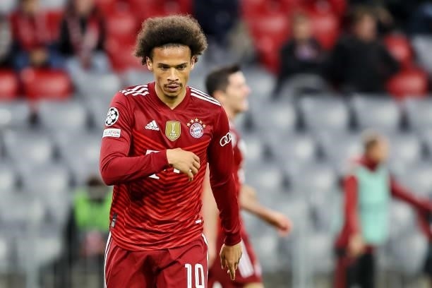 Leroy Sane of Bayern Muenchen looks on during the UEFA Champions League group E match between FC Bayern Muenchen and Dinamo Kiev at Allianz Arena on...