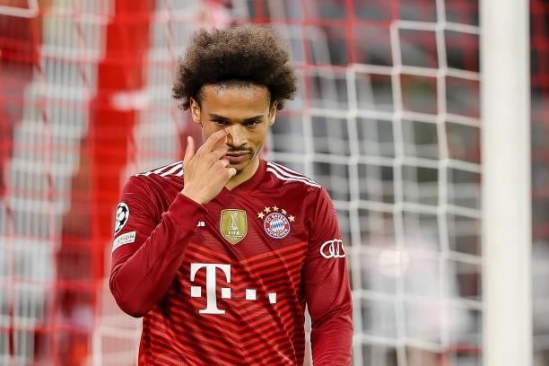 Leroy Sane of Bayern Muenchen looks on during the UEFA Champions League group E match between FC Bayern Muenchen and Dinamo Kiev at Allianz Arena on...