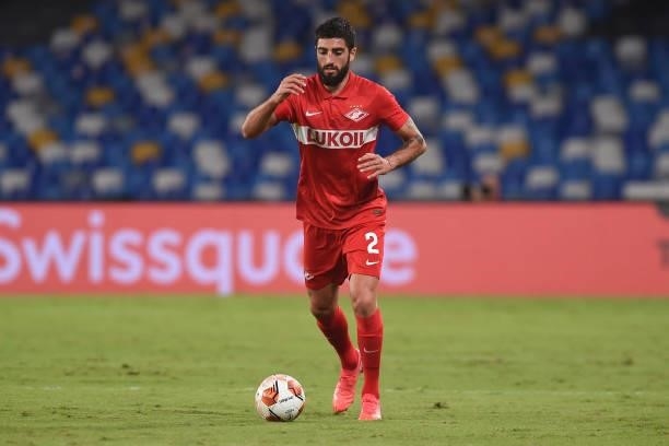 Samuel Gigot of FC Spartak Moscow during the UEFA Europa League Group C match between SSC Napoli and FC Spartak Moscow at Stadio Diego Armando...
