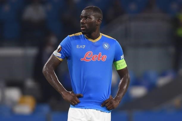 Kalidou Koulibaly of SSC Napoli looks Dejected during the UEFA Europa League Group C match between SSC Napoli and FC Spartak Moscow at Stadio Diego...