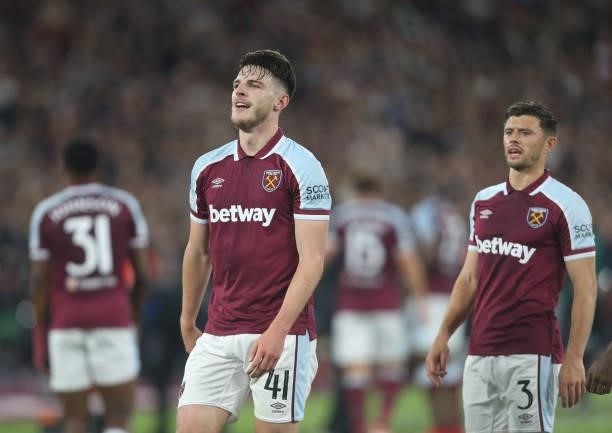 West Ham United's Declan Rice during the UEFA Europa League group H match between West Ham United and Rapid Wien at Olympic Stadium on September 30,...