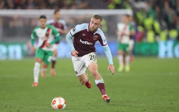 West Ham United's Jarrod Bowen during the UEFA Europa League group H match between West Ham United and Rapid Wien at Olympic Stadium on September 30,...