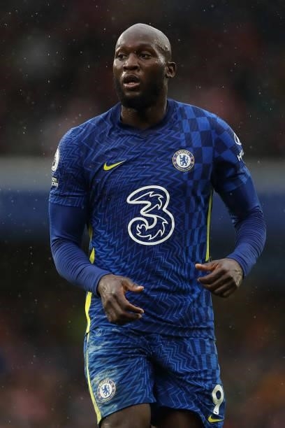 Romelu Lukaku of Chelsea during the Premier League match between Chelsea and Southampton at Stamford Bridge on October 2, 2021 in London, England.