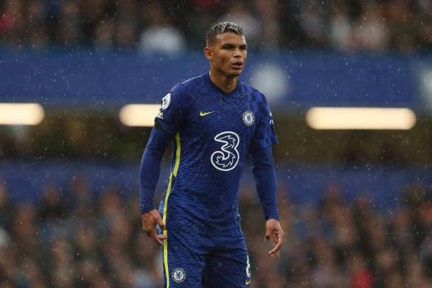 Thiago Silva of Chelsea during the Premier League match between Chelsea and Southampton at Stamford Bridge on October 2, 2021 in London, England.