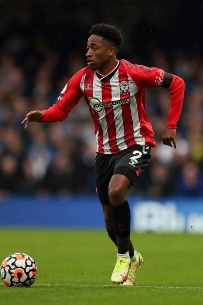 Kyle Walker-Peters of Southampton during the Premier League match between Chelsea and Southampton at Stamford Bridge on October 2, 2021 in London,...