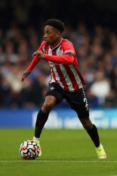 Kyle Walker-Peters of Southampton during the Premier League match between Chelsea and Southampton at Stamford Bridge on October 2, 2021 in London,...