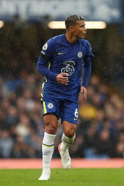Thiago Silva of Chelsea during the Premier League match between Chelsea and Southampton at Stamford Bridge on October 2, 2021 in London, England.