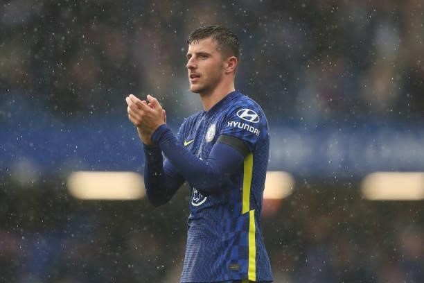 Mason Mount of Chelsea during the Premier League match between Chelsea and Southampton at Stamford Bridge on October 2, 2021 in London, England.