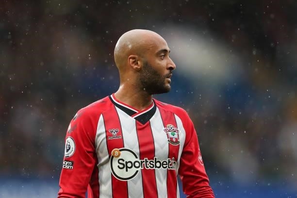Nathan Redmond of Southampton during the Premier League match between Chelsea and Southampton at Stamford Bridge on October 2, 2021 in London,...