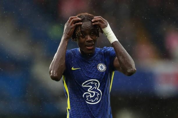 Trevoh Chalobah of Chelsea during the Premier League match between Chelsea and Southampton at Stamford Bridge on October 2, 2021 in London, England.