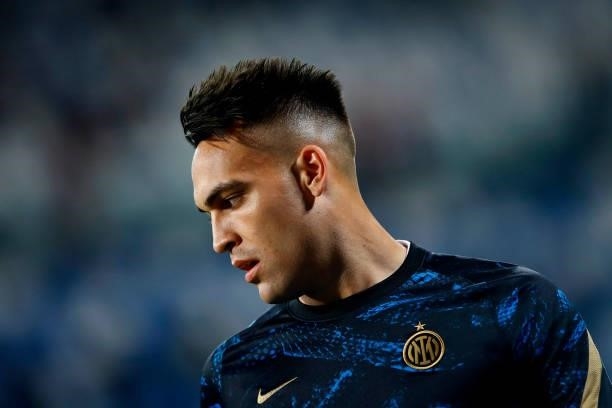 Lautaro Martinez of FC Internazionale looks on prior to the Serie A match between US Sassuolo and FC Internazionale at Mapei Stadium - Citta' del...